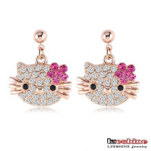 Cute CZ Crystal Cat Earrings for Girls 3colors (ER0109)